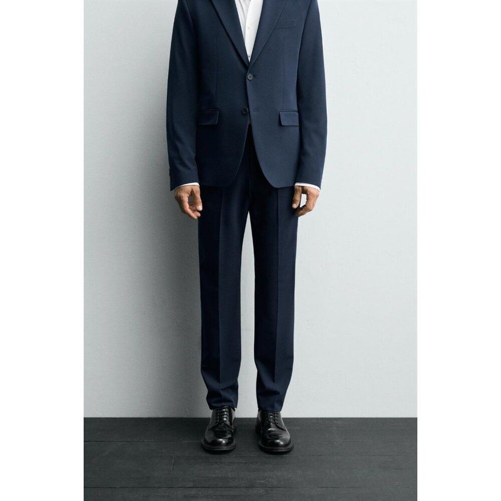 Zara Mens Pants EU 42 US 32 Blue Comfort Suit Trousers Slim Fit 4337/999 NWT